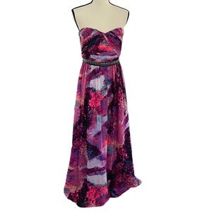 Calvin Klein Sweetheart Neck Watercolor Maxi Dress